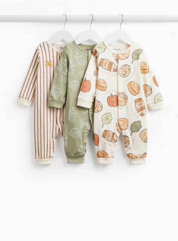 Breakfast Print Sleepsuits 3 Pack 3-6 months